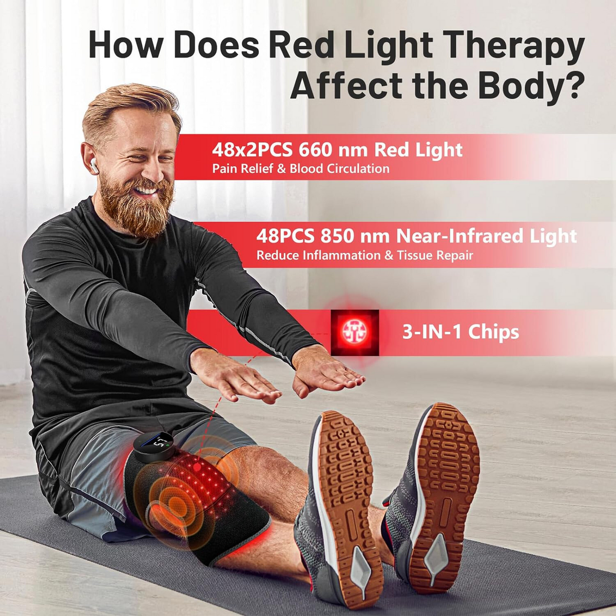 NexStretch KneoLight Red Light Knee Massager