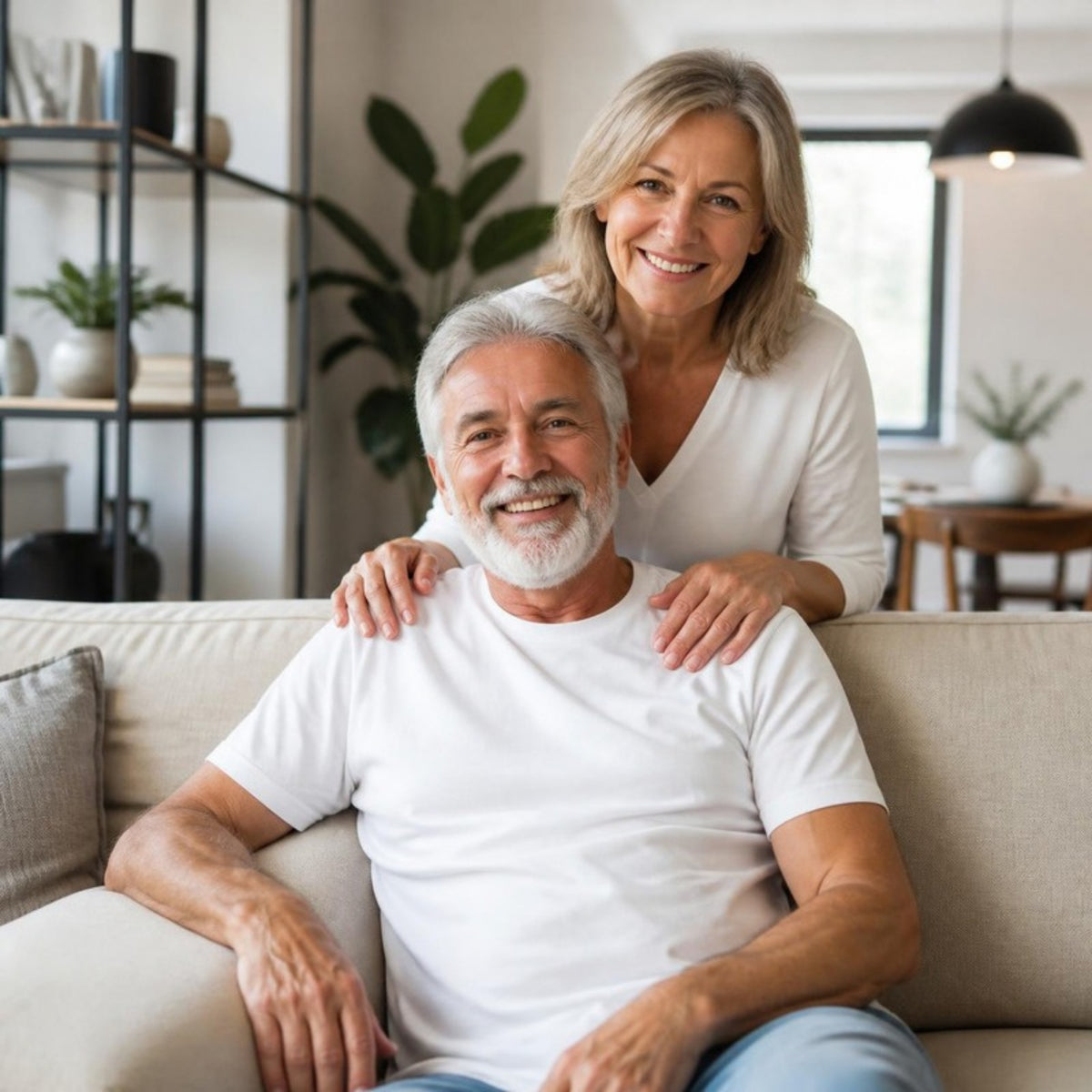 Senior couple relaxing at home
